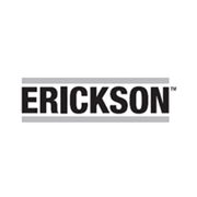 Un logotipo en blanco y negro de Ericson sobre un fondo blanco.