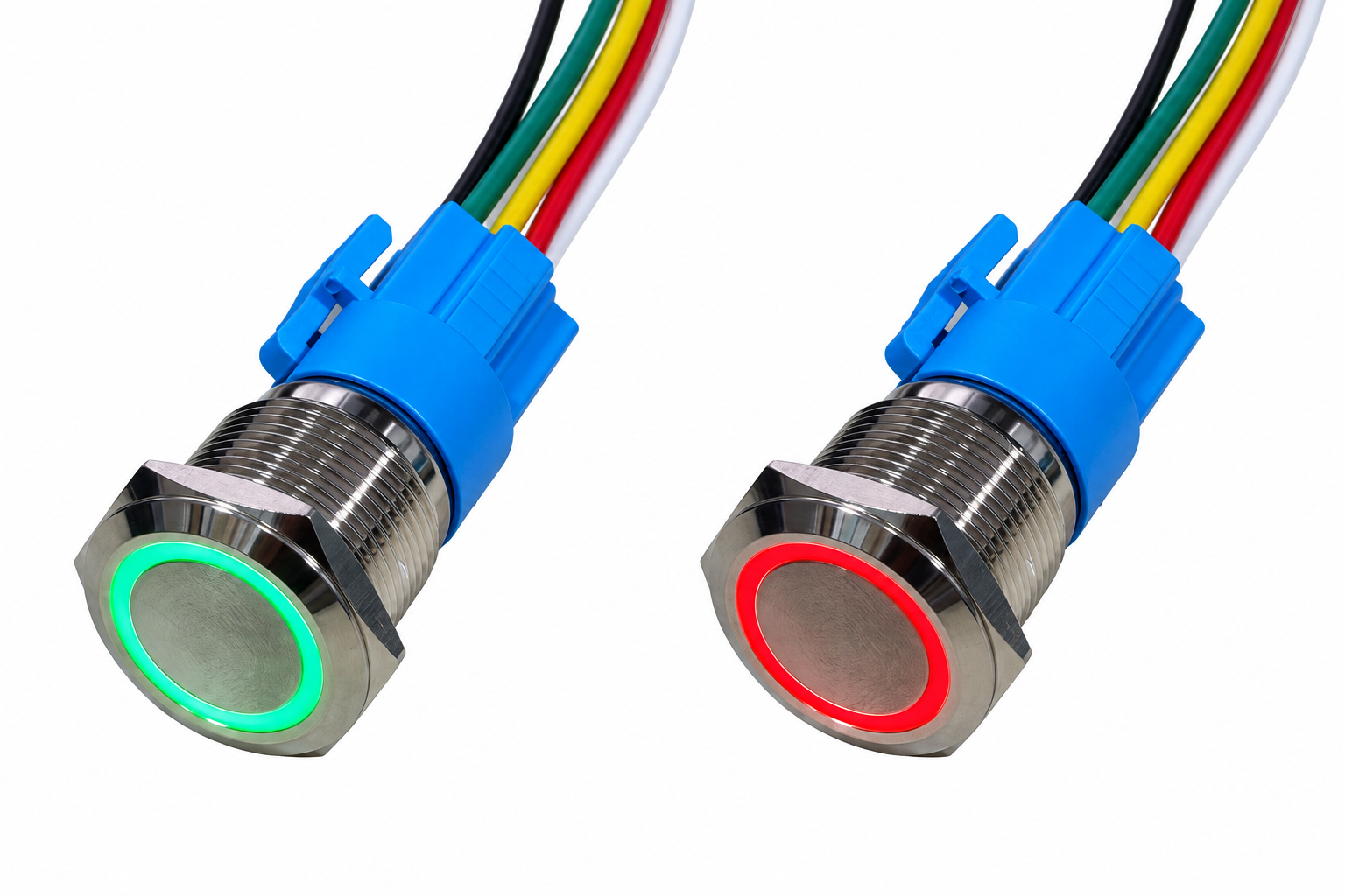 Botoeira Inox 5V com iluminação verde e vermelha