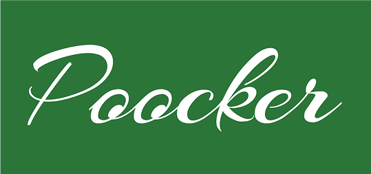 Weißes „Pooocker“-Logo in Schriftzug auf grünem Hintergrund