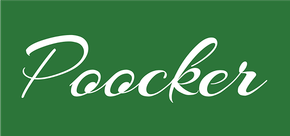 Weißes „Pooocker“-Logo in Schriftzug auf grünem Hintergrund
