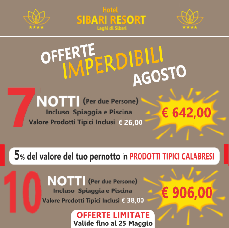 Una pubblicità per l'hotel sibari resort ad augusto