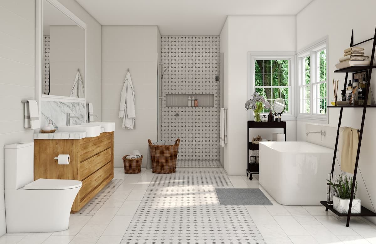 A Bathroom With Two Sinks, A Toilet, And A Bathtub — Coffs Coast Designer Bathrooms in Toormina, NSW