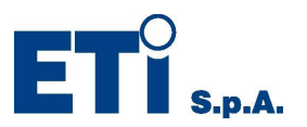 Logo per ETI spa, con la scritta 