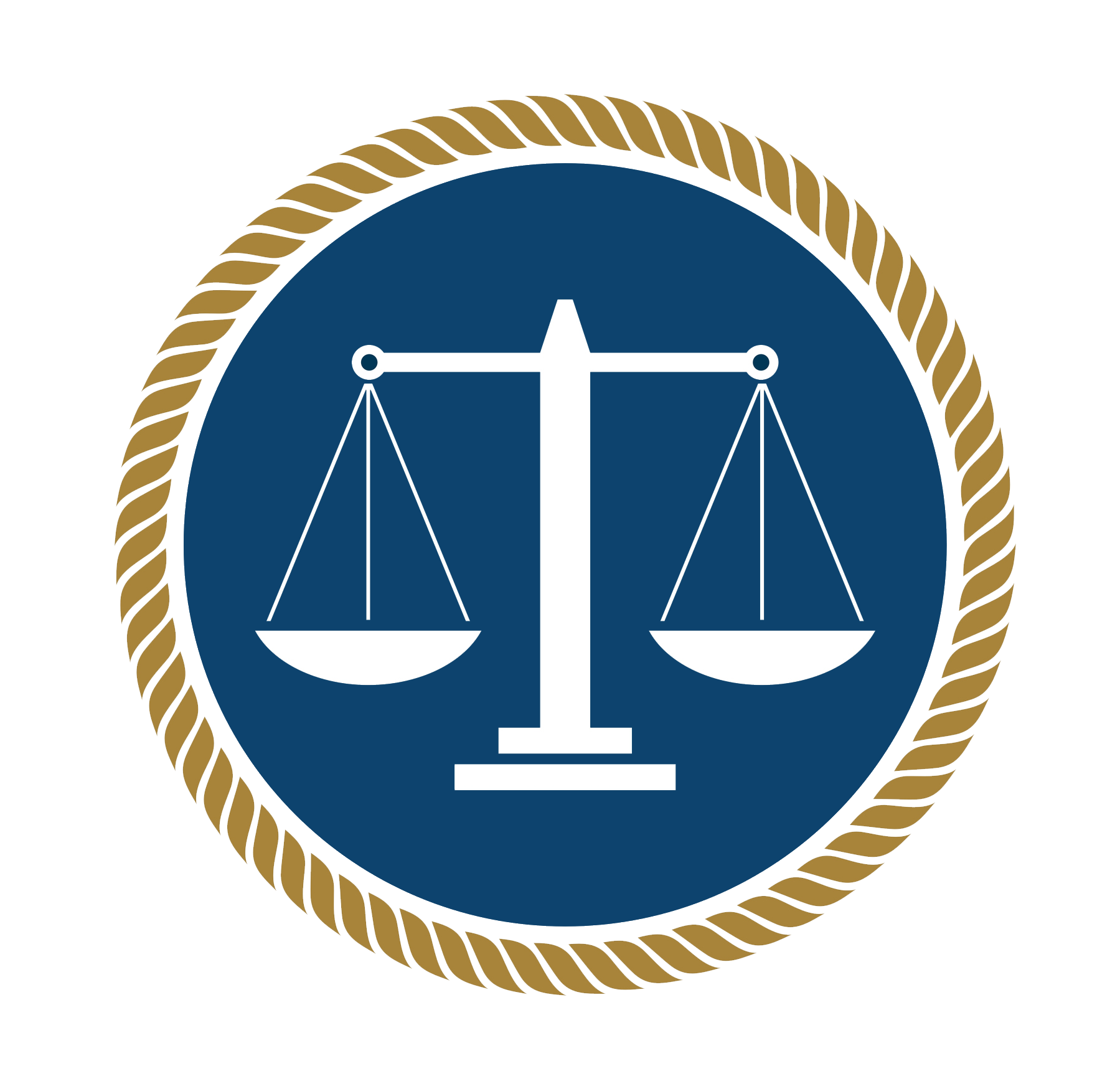 A scale of justice is in a circle with a rope around it.
