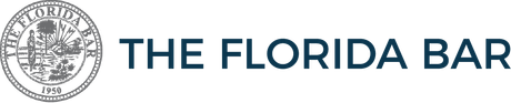 A logo for the florida bar with a seal on it