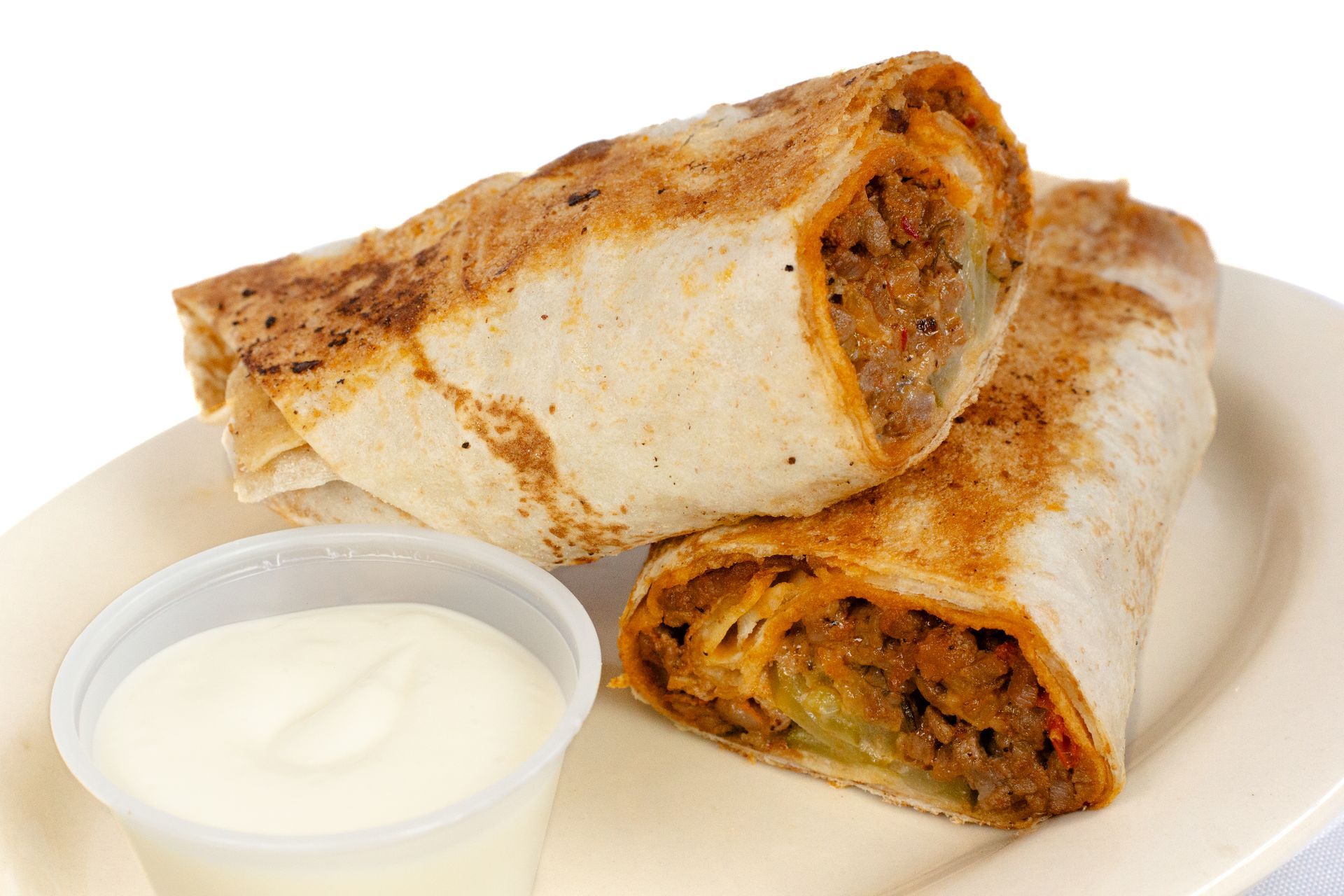 Beef Shawarma : Grilled Beef tomato pickles garlic sauce شاورما لحم Shawarma lahm