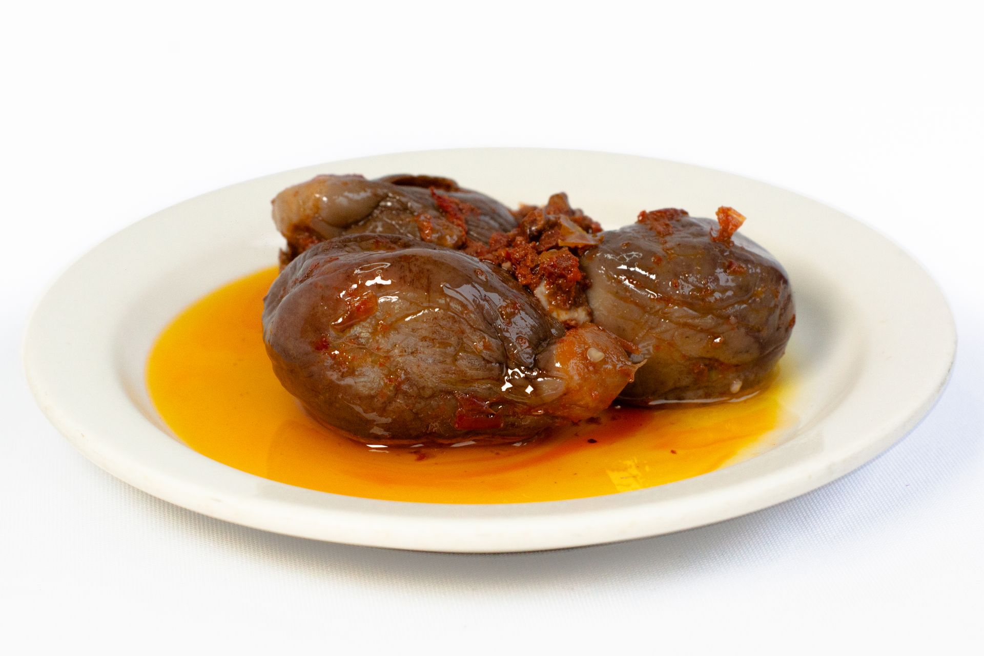 Makdous : oil cured eggplant stuffed w Walnut crushed red pepper garlic Makdous مكدوس oil-cured eggplants