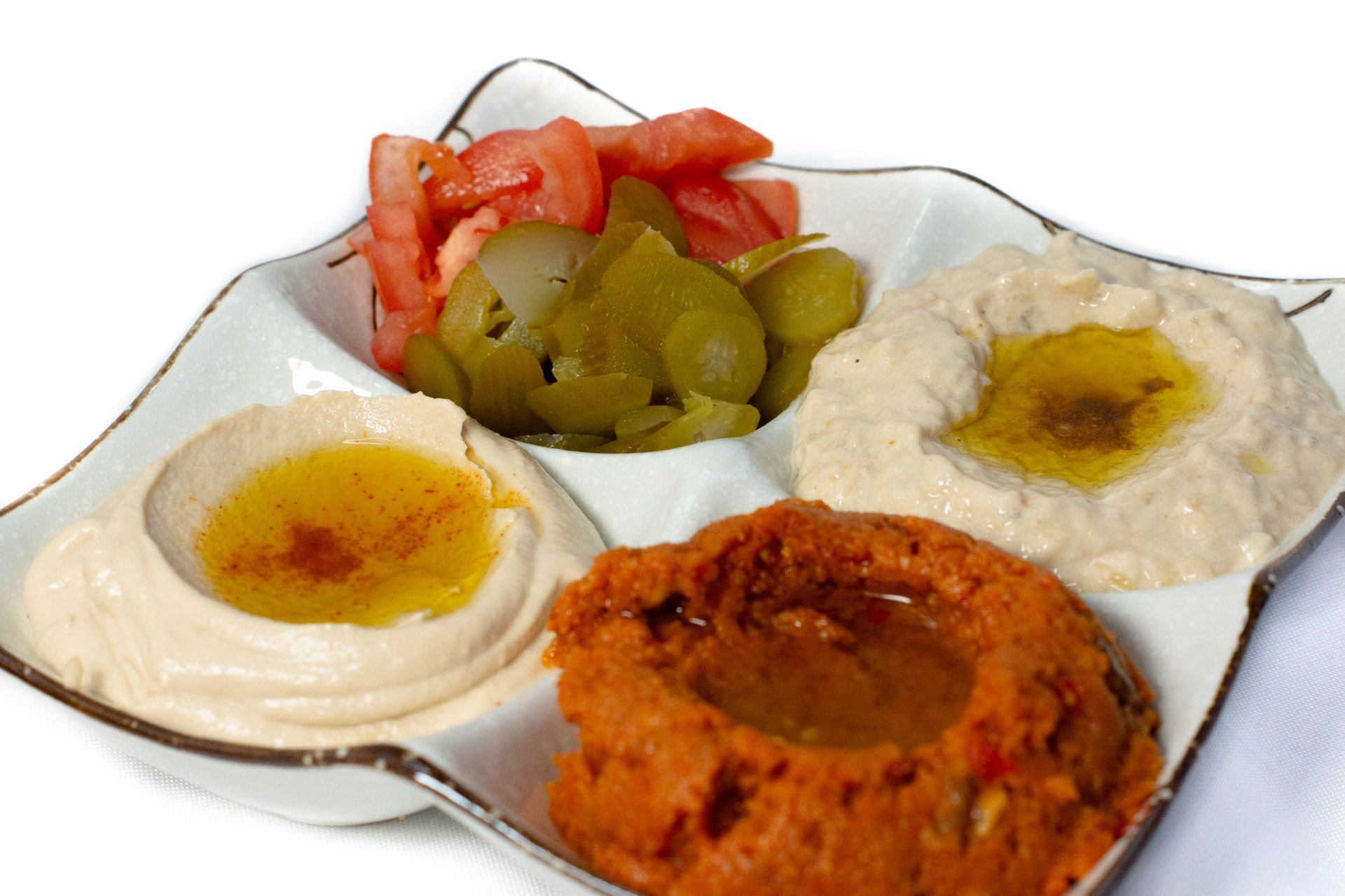 Mixed platter Hummus Baba Ghanough Muhammara