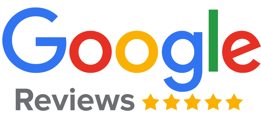 Google Reviews logo with five gold stars and multicolored Google text