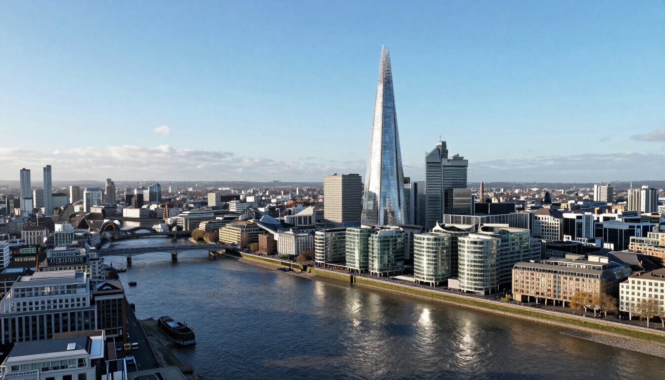 Aerial view of Central London business district