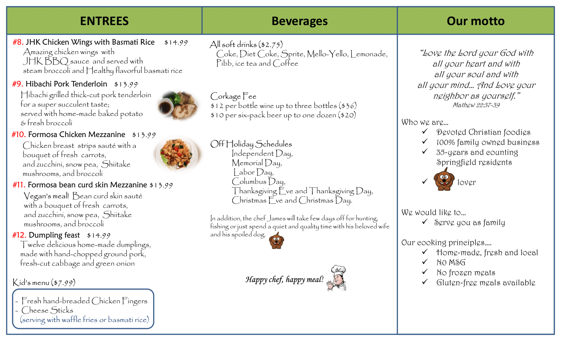 Homemade Meals Springfield, IL James Home Kitchen