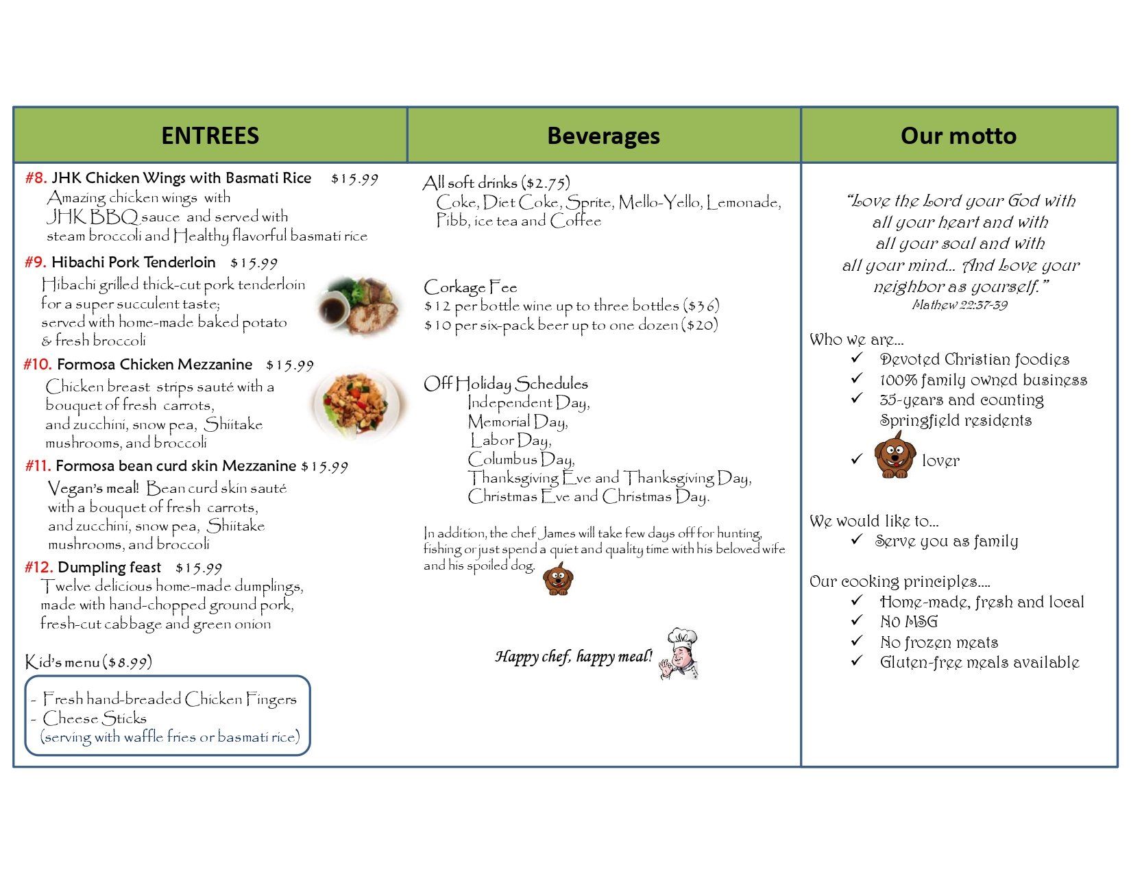 Menu Page 2 — Family Restaurant Food in Springfield, IL Menu Page 2 — Family Restaurant Food in Springfield, IL