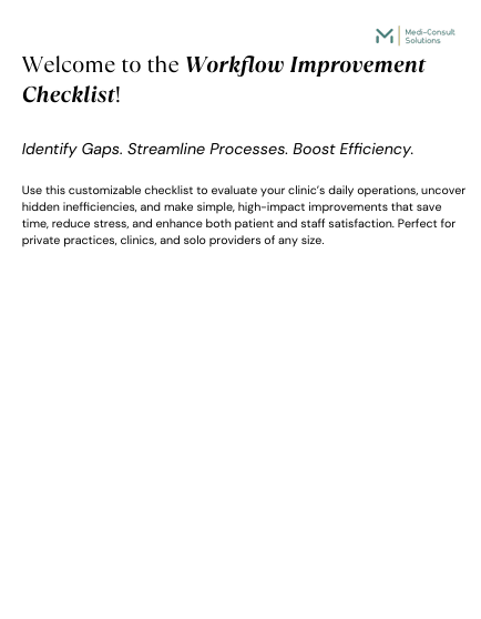 Workflow Improvement Checklist