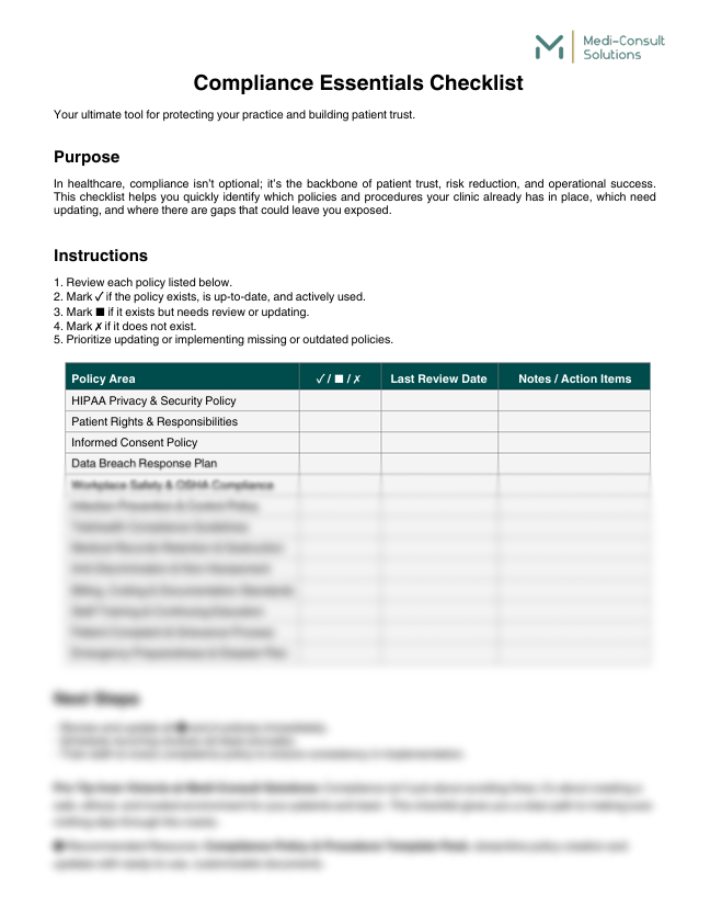 Compliance Essentials Checklist