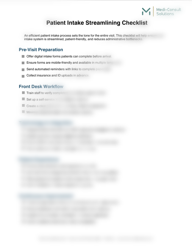 Patient Intake Streamlining Checklist