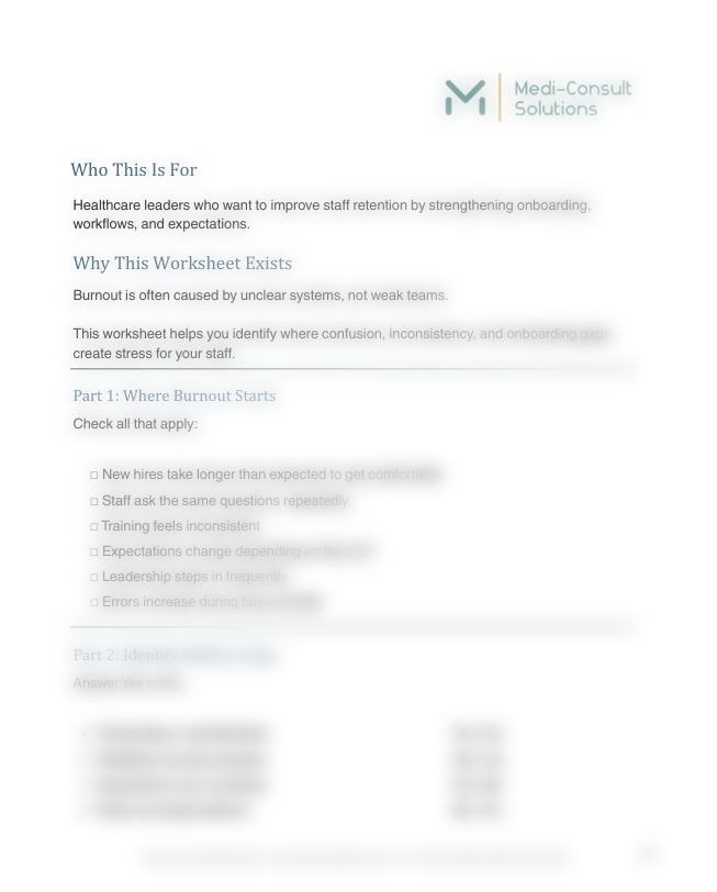 Staff Stability Builder Worksheet