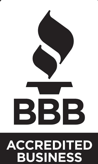 BBB Accredited Business logo: black stylized flame above