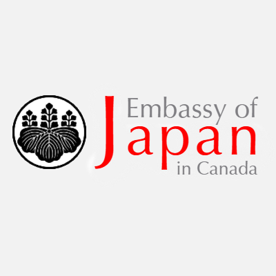 Embassy of Japan in Canada logo with red “Japan” text and black emblem on white background