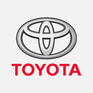 Toyota logo: Silver emblem and red
