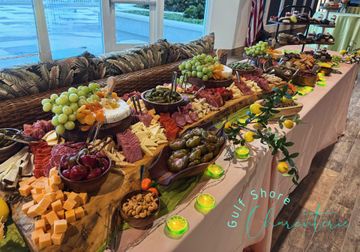 Large charcuterie board set up