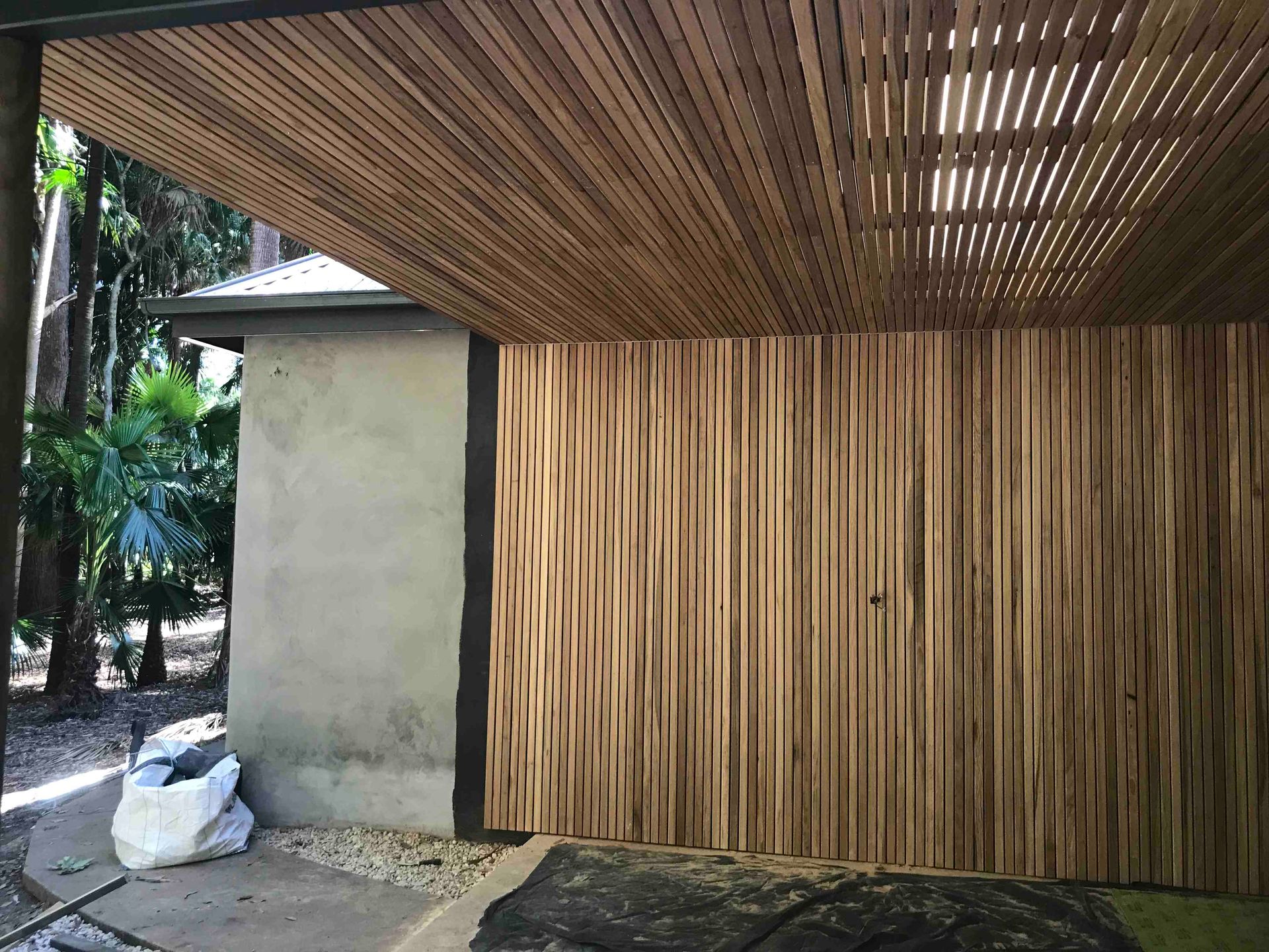 Small Building With a Bamboo Wall and Slatted Roof — Lakecrest Projects in Hunter Valley, NSW