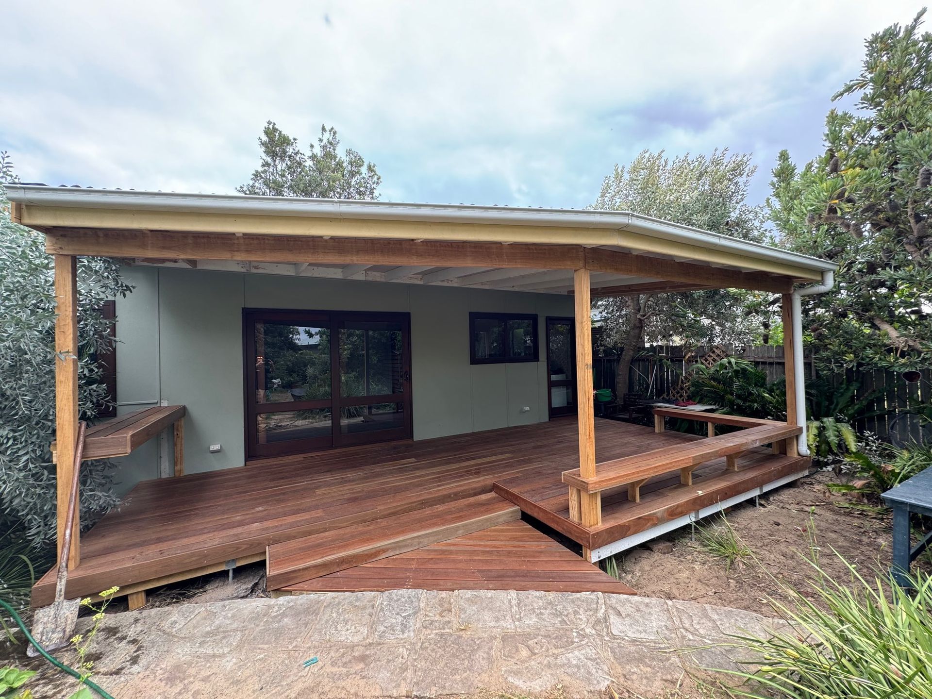 Wooden Deck and Covered Porch on a Small House — Lakecrest Projects in Belmont North, NSW