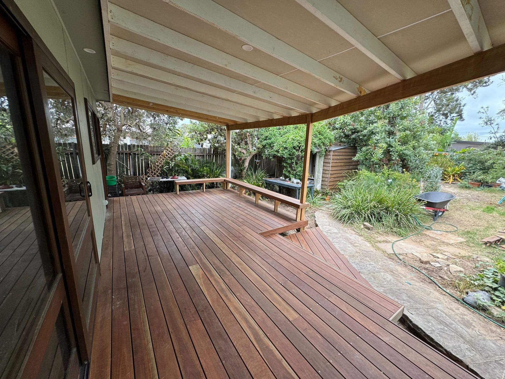 Covered Wooden Deck With Railing — Lakecrest Projects in Hunter Valley, NSW