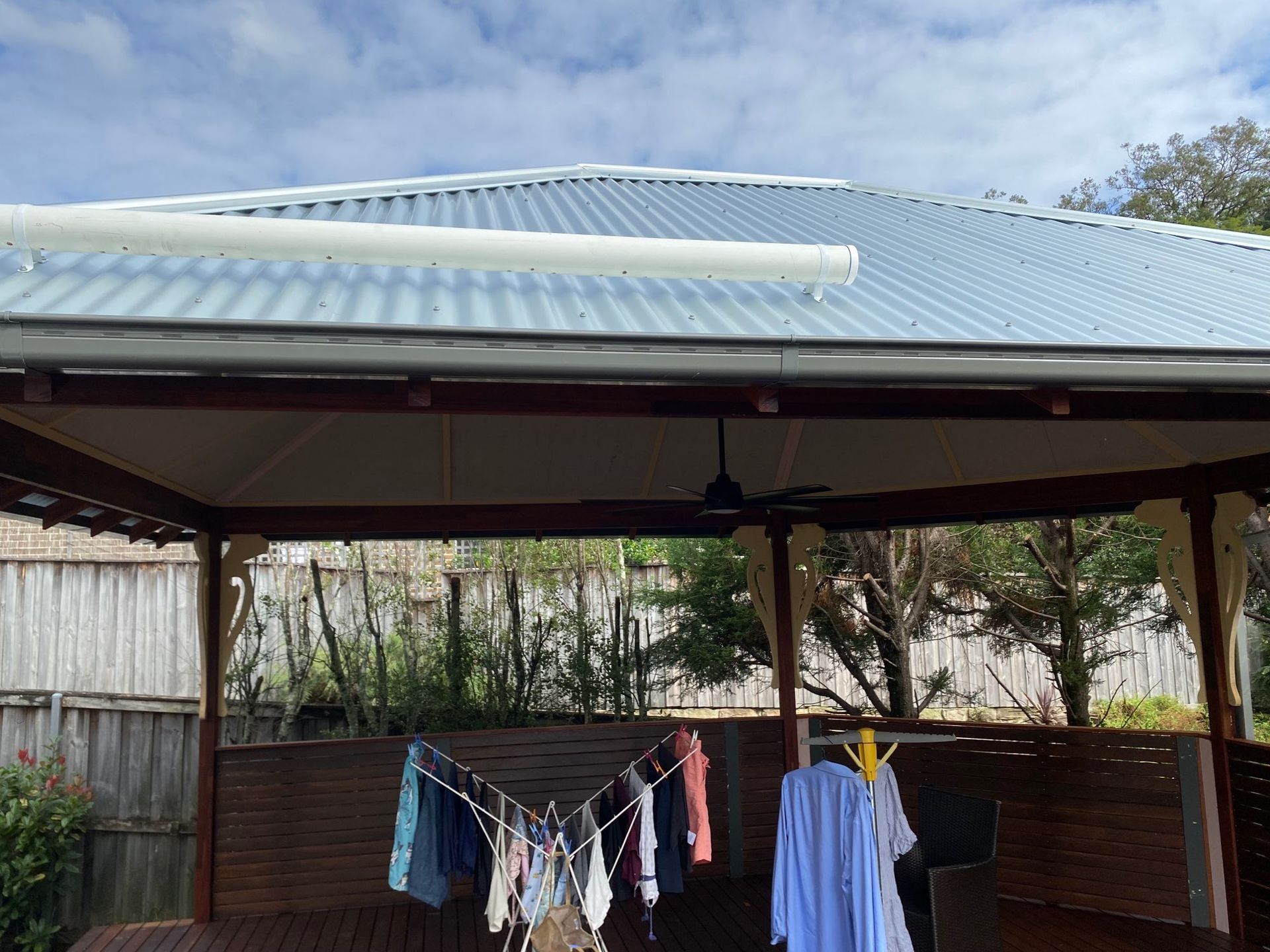 Clothes Hanging on a Drying Rack Under a Covered Patio — Lakecrest Projects in Hunter Valley, NSW