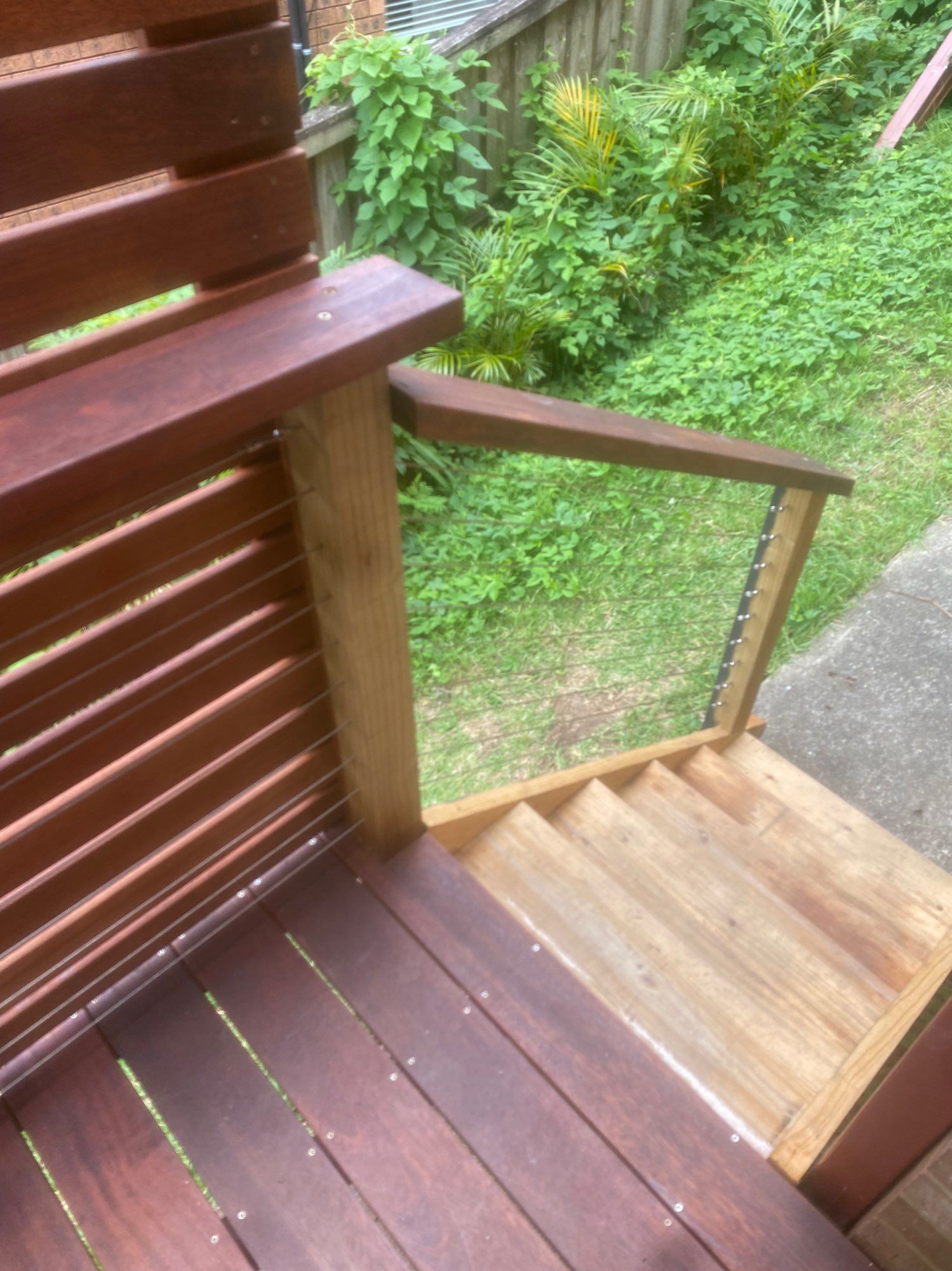 Wooden Staircase and Deck With Railing — Lakecrest Projects in Belmont North, NSW