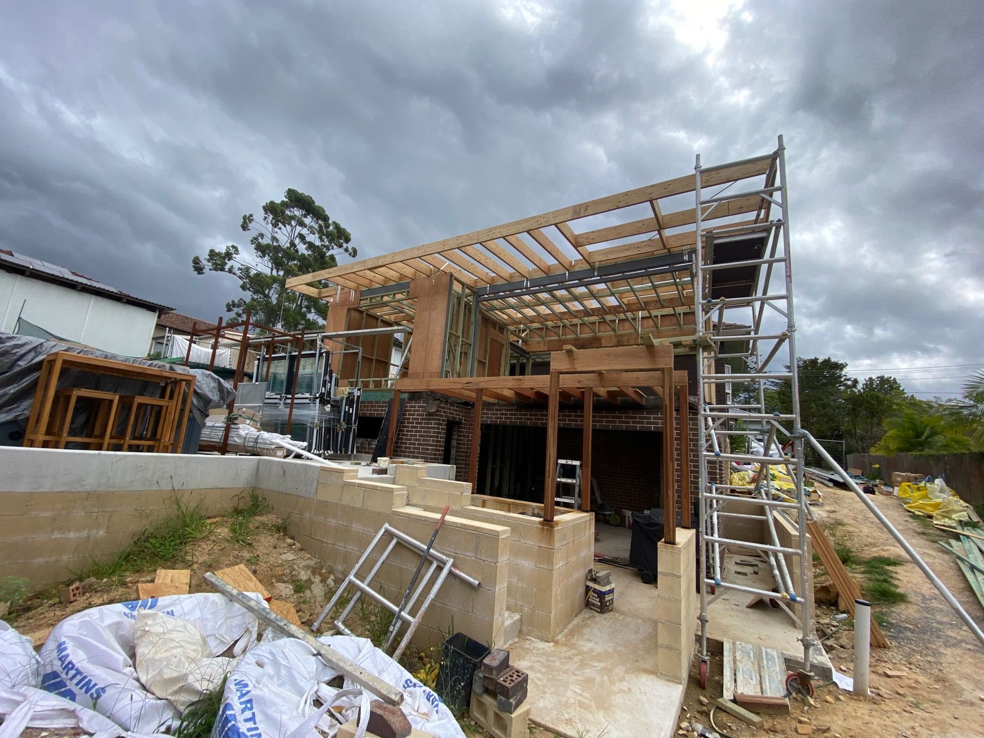House Under Construction With Scaffolding — Lakecrest Projects in Belmont North, NSW