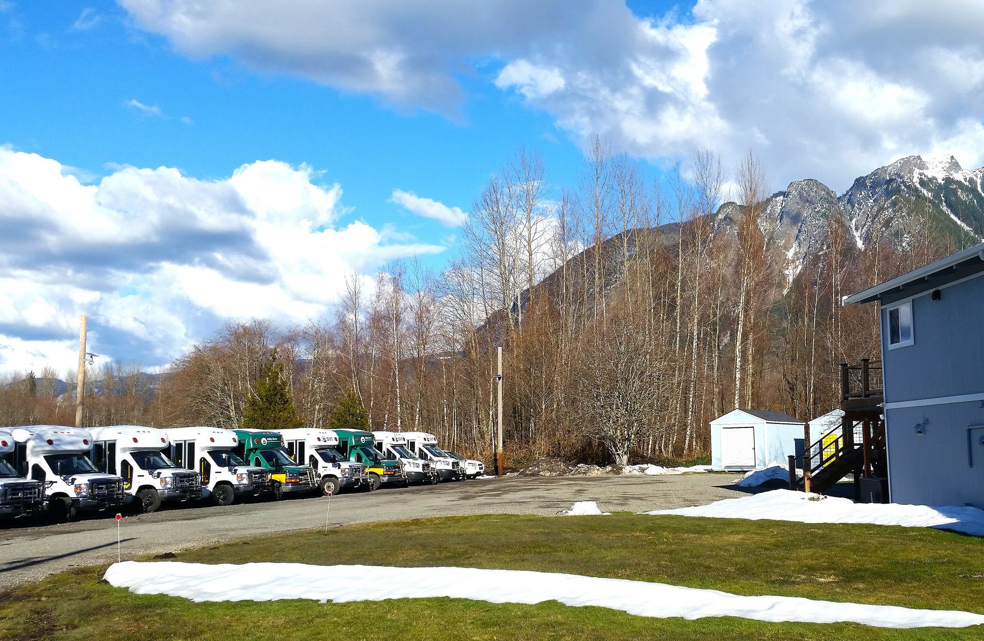 SVT Vehicles in the winter, Mt Si in the background