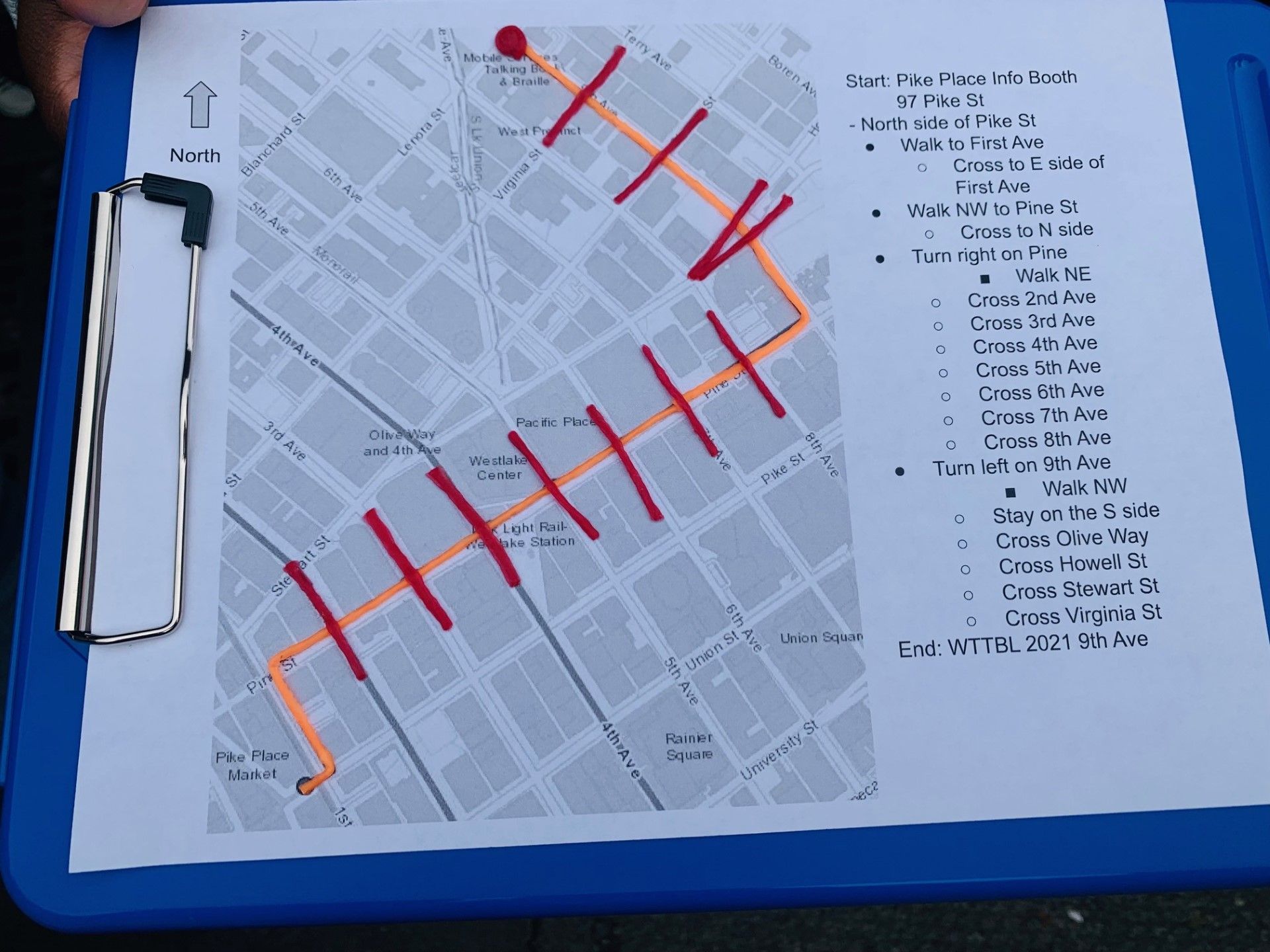 The White Cane Day Walk began at the Pike Place Market and concluded with a reception at the Washington Talking Book & Braille Library (WTBBL). WTBBL, a program of the Office of the Secretary of State, provides access to information and reading materials for people who cannot read standard print.