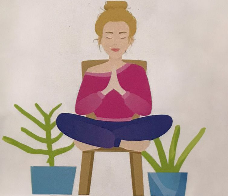 tekening van een vrouw in yoga-pose