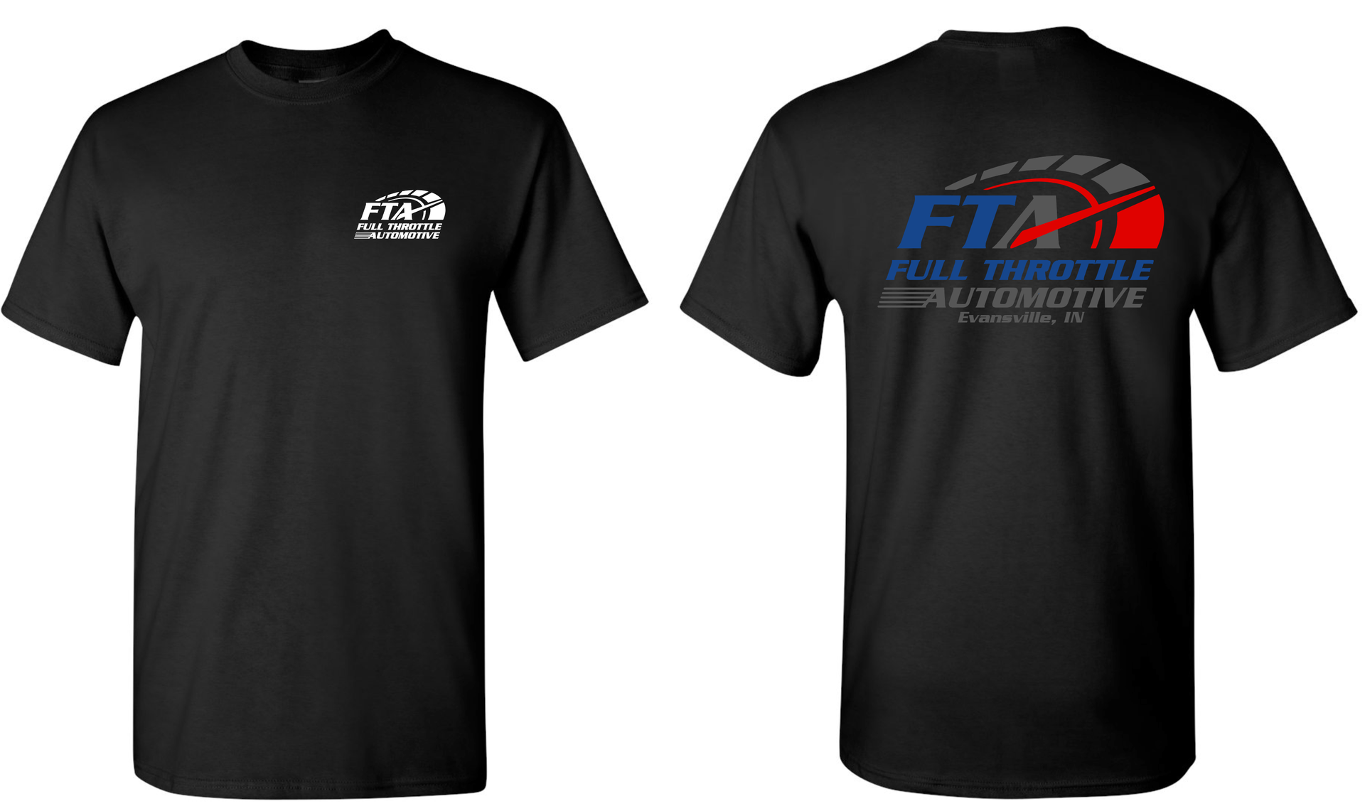 Black shirt with our logo on front and back | Full Throttle Automotive LLC