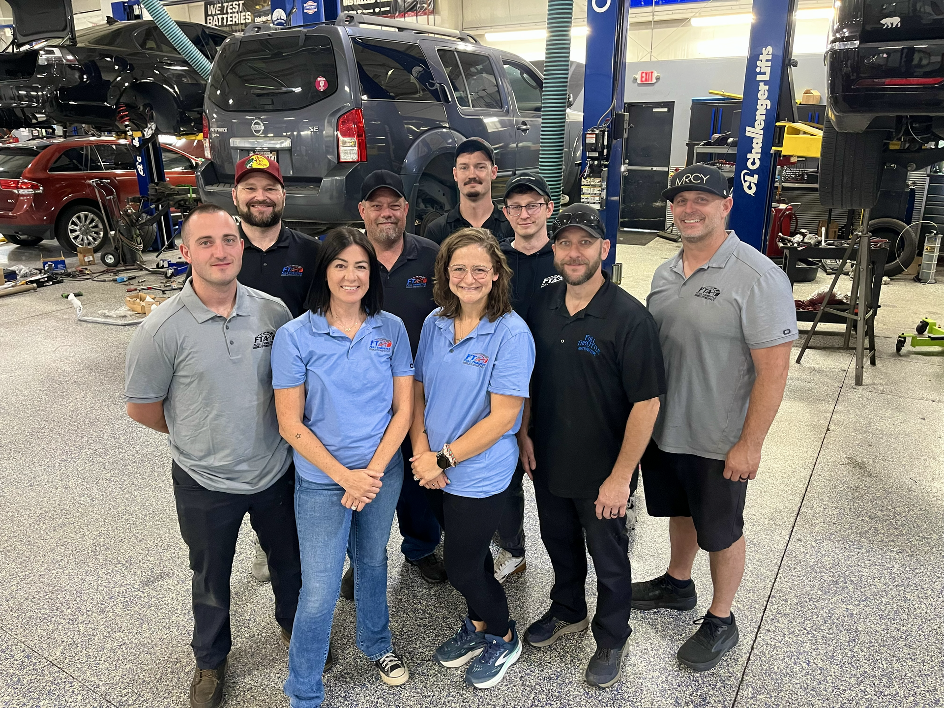 Group photo inside of our garage | Full Throttle Automotive LLC