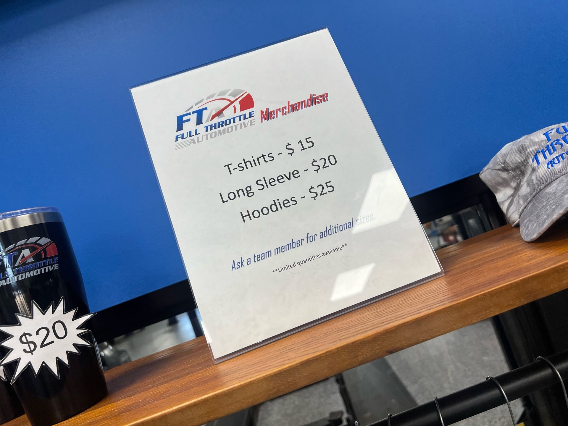 Sign for merchandise | Full Throttle Automotive LLC