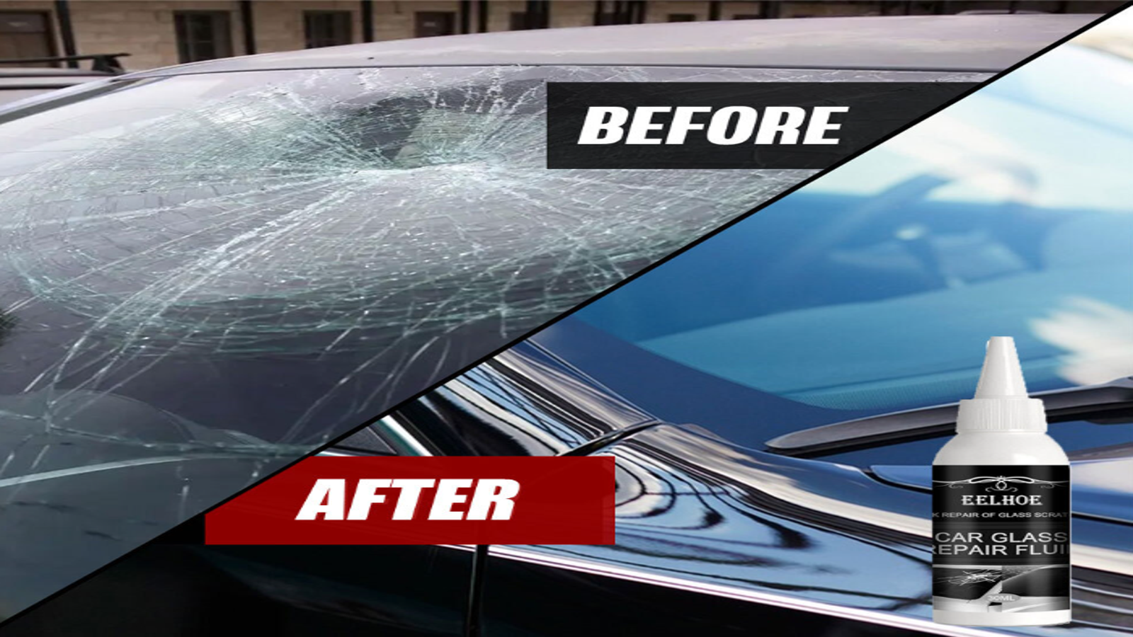 Before and after windshield replacement in Visalia, CA