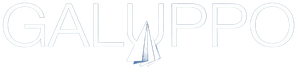 Logo bianco “GALUPPO” con una piccola icona blu della Torre Eiffel al centro.