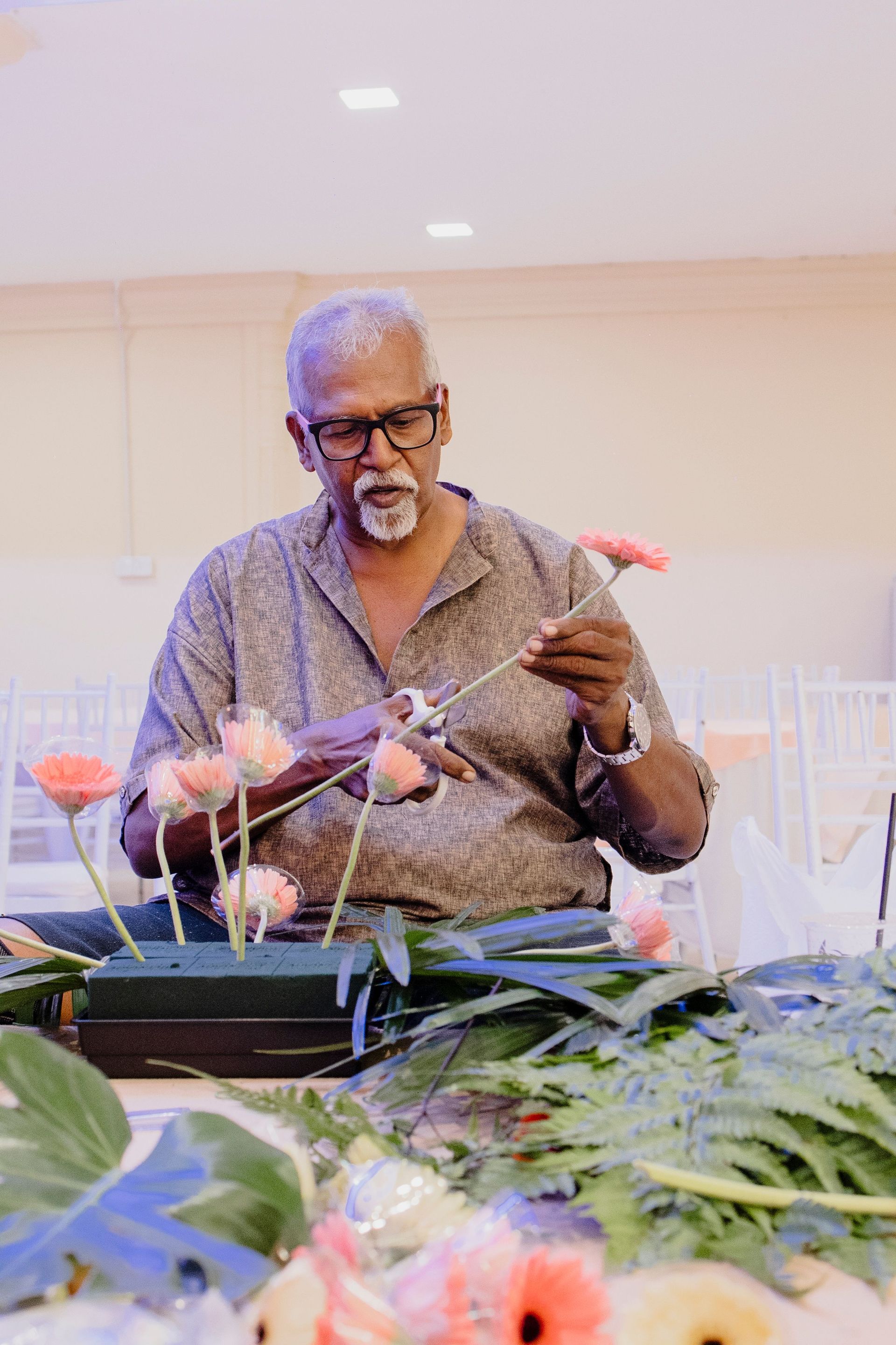 Person planning plant