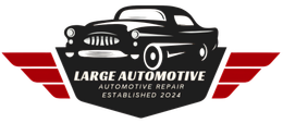 Large Automotive logo with black classic car and red wings, reading “Large Automotive & Automotive Repair Established 2024.”