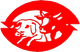 Logo rosso di un toro in carica all'interno di un ovale con sfondo bianco.