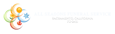 Logo for All Seasons Funeral Service in Sacramento, featuring a stylized icon of four seasonal symbols.