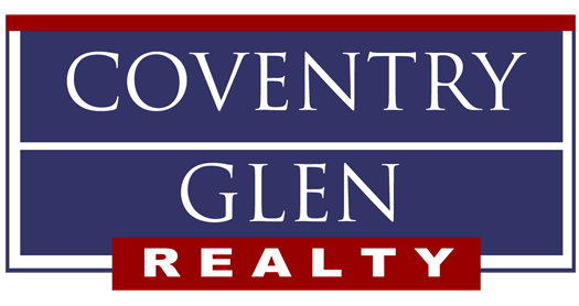 Coventry Glen Realty logo in navy, red, and white with stacked text.