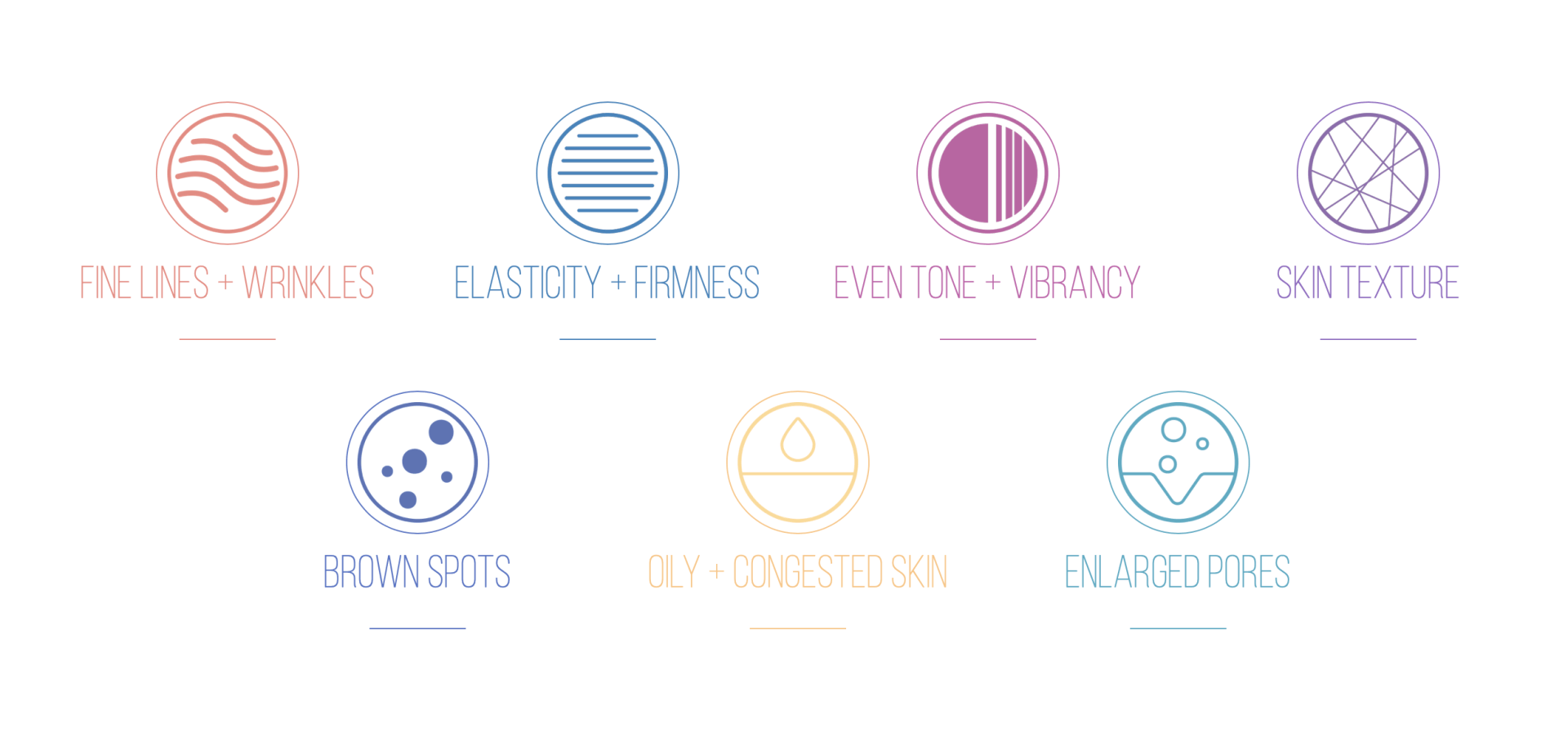A set of colorful icons on a white background