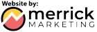 A logo for merrick marketing says website by