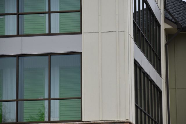 A close up of a building with a lot of windows