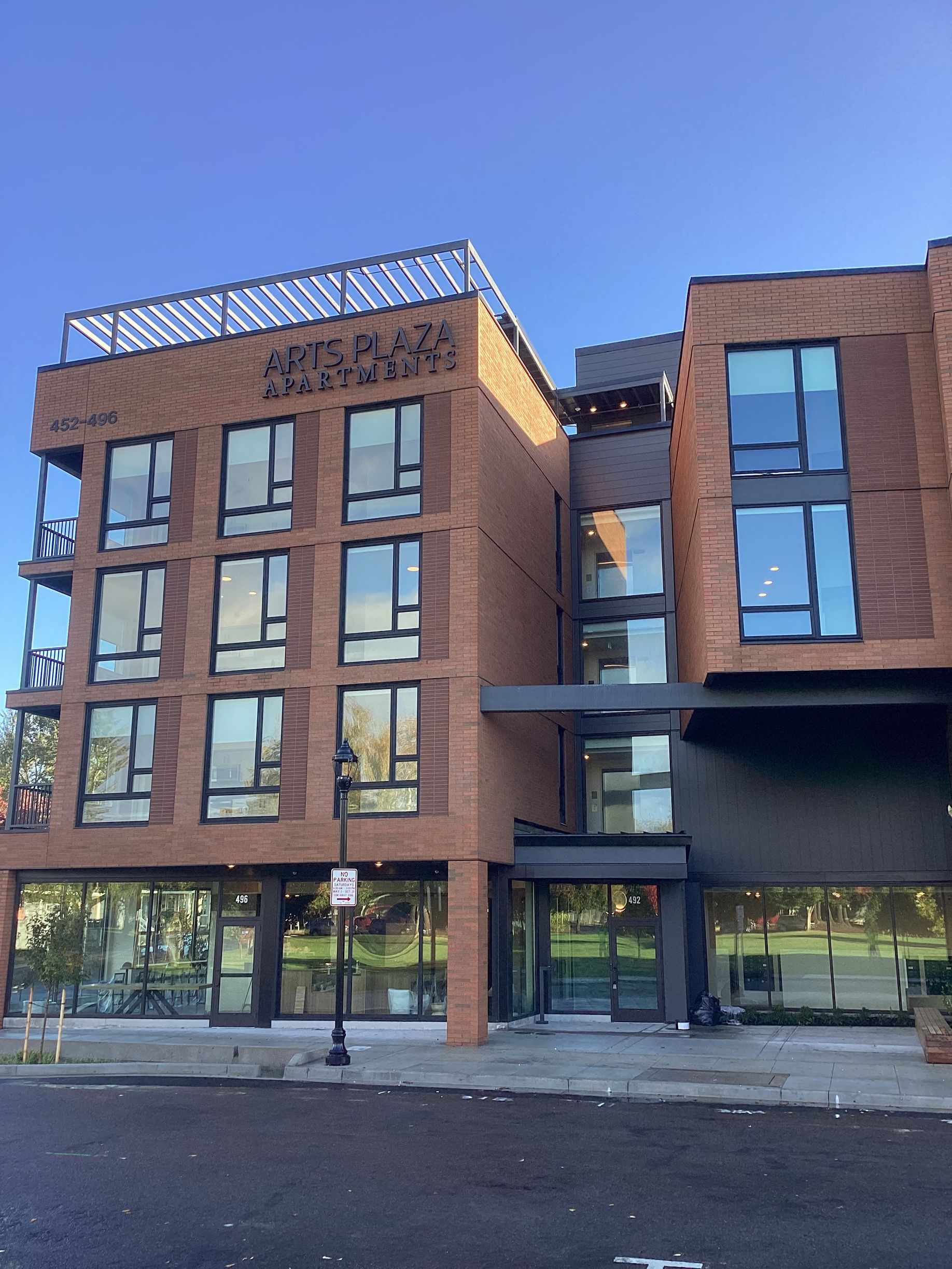 A large brick building with a lot of windows