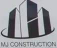 Logo for MJ Construction: Skyscrapers in silhouette over an arc, with