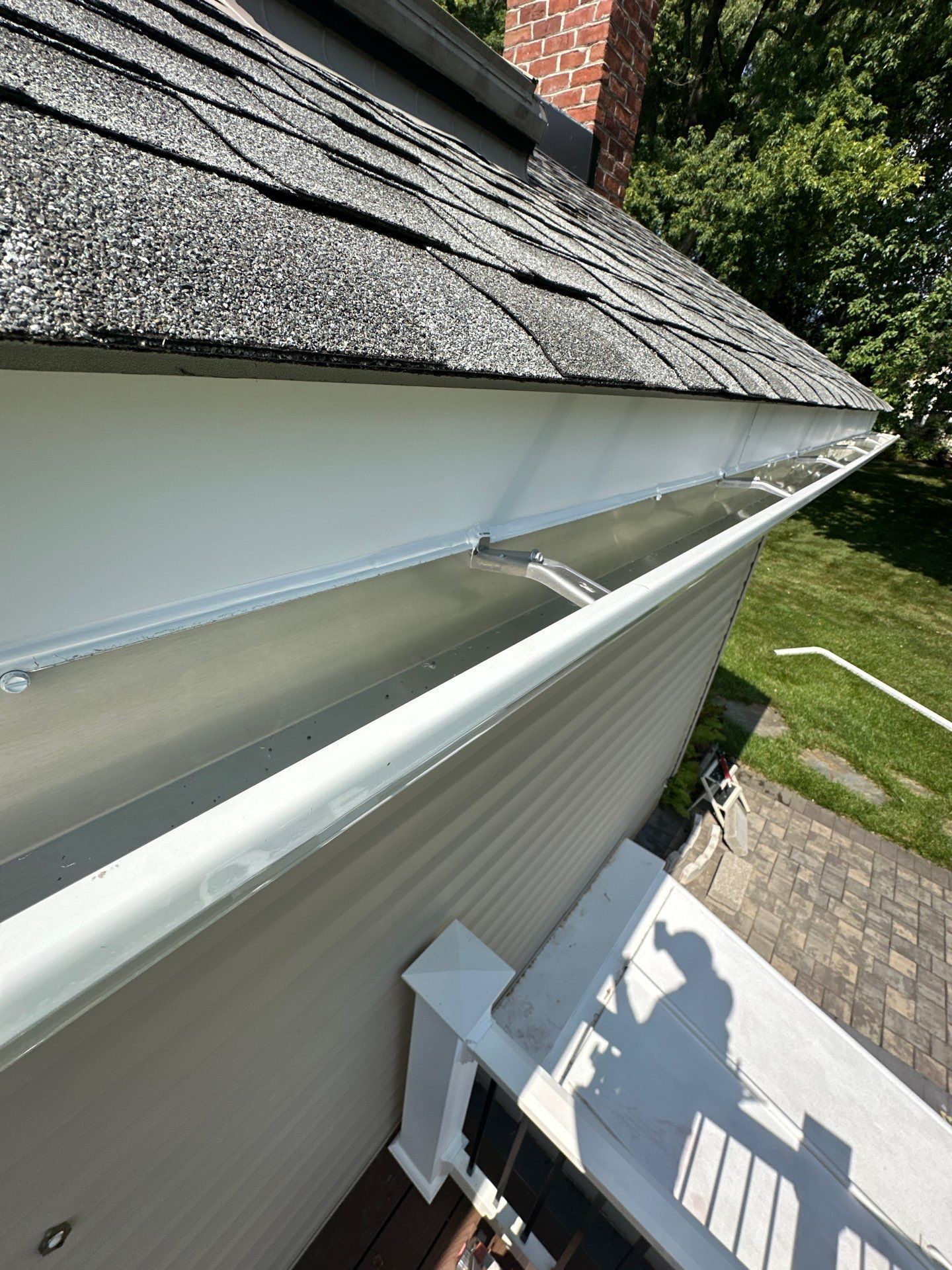 New seamless gutter installation on a home in Frederick, Maryland