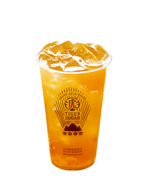 Iced Tiger Sugar drink in a clear plastic cup.